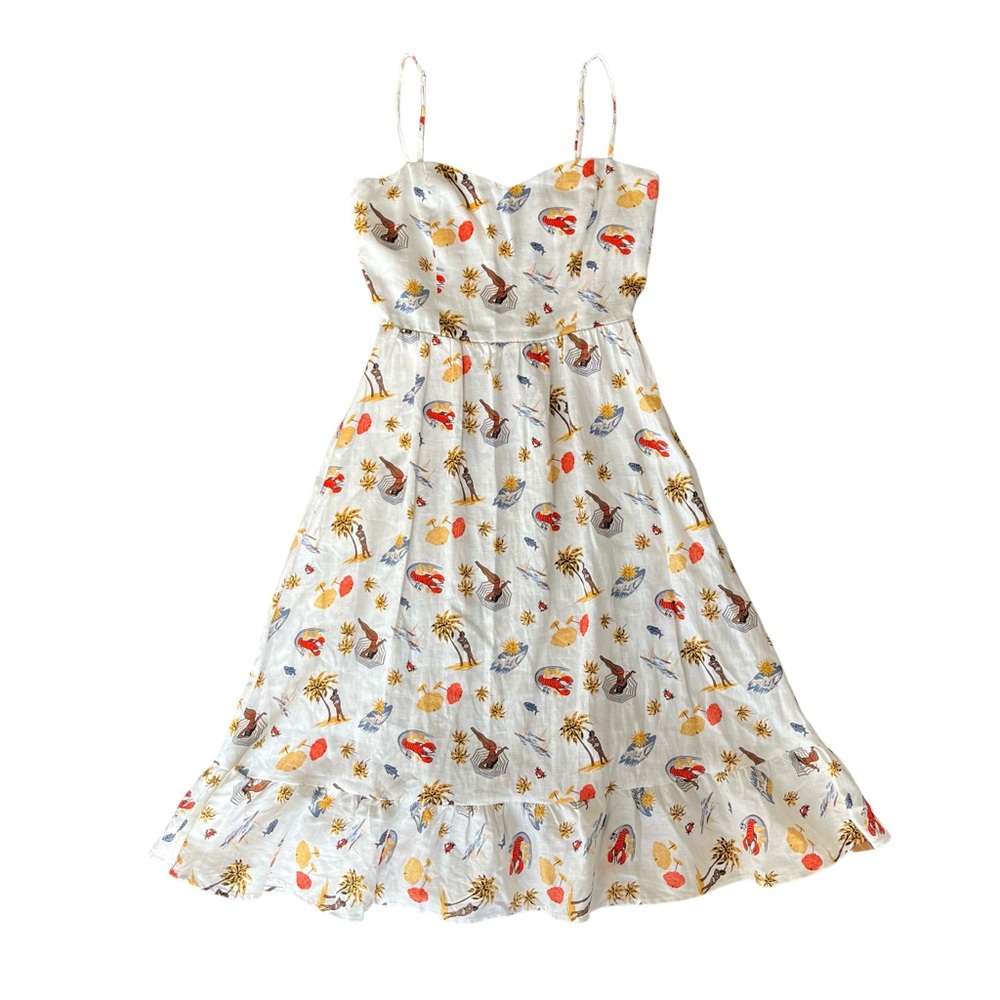 REFORMATION Eileen Linen Midi Dress in Tropez - Picture 4 of 7